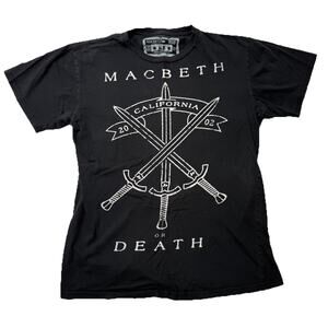 Macbeth Or Death TShirt Tom Delonge TEE Black Three Swords California 2002 Sz L